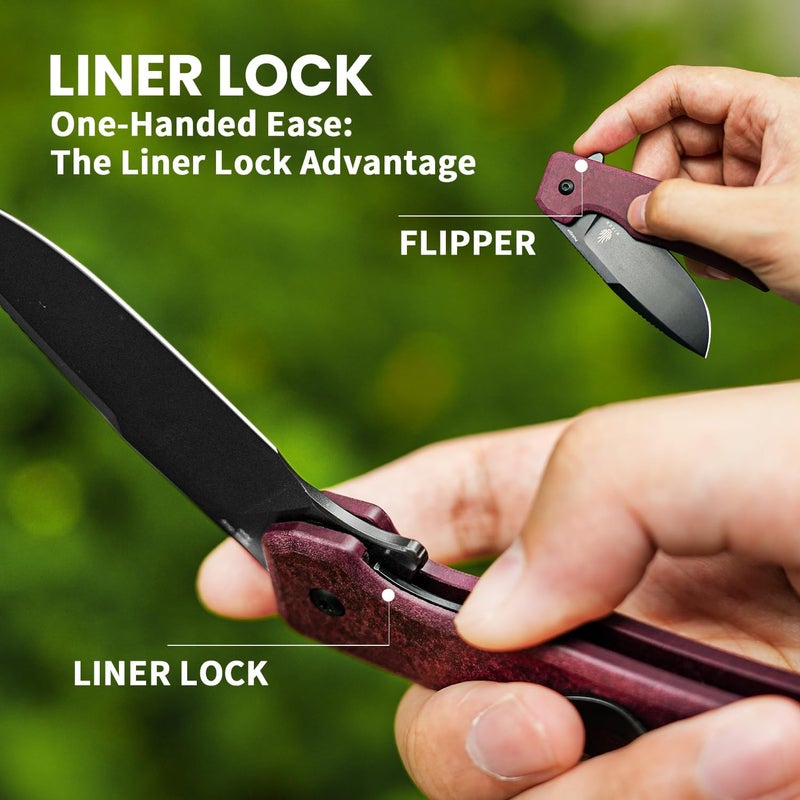 KIZER Nice Guy Pocket Folding Knife, 2.84" Nitro V Blade, Lightweight Sharp Camping and Hiking Tool, Comfort Richlite Handle, Liner Lock Flipper V3011A4 - Image 3